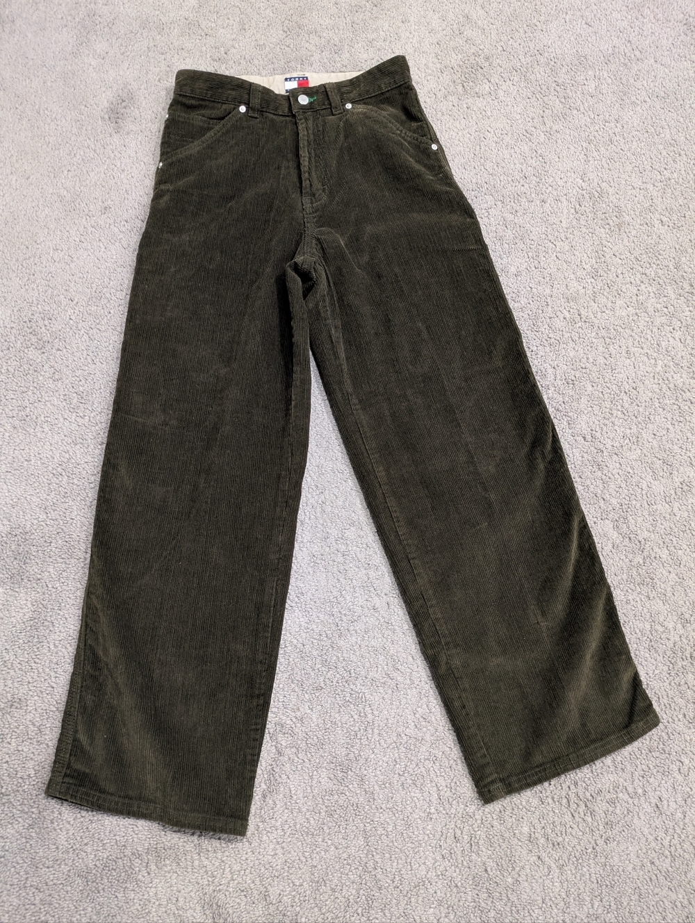 Tommy Hilfiger Womens Y2K Green 90s  Corduroy Pants Wide Leg Baggy Sz 12 Vintage